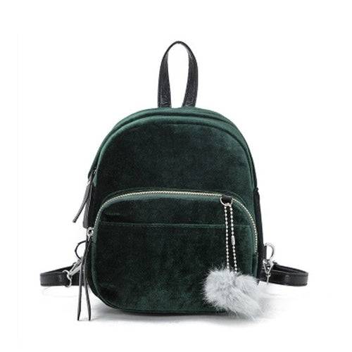 Fashion Backpack Women Mini Fur Ball School Bags