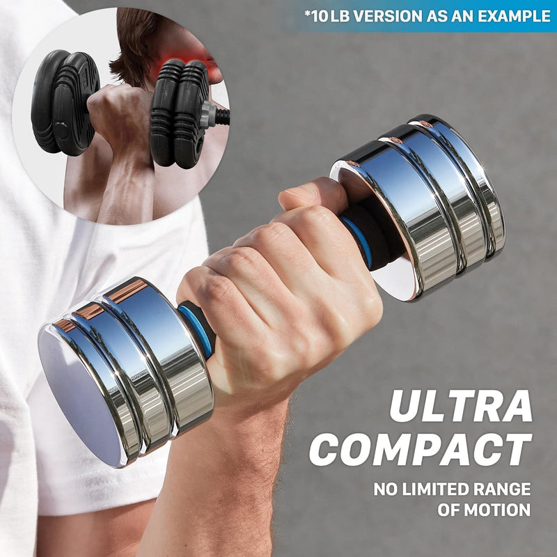 Ultracompact Adjustable Chrome Dumbbells Set - Lacatang Shop