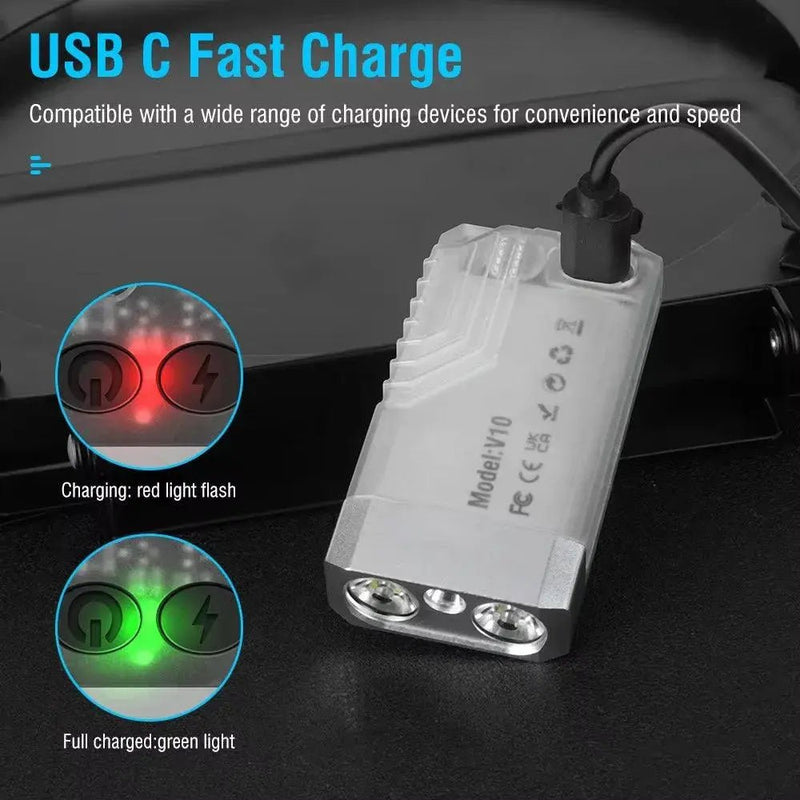 V10 EDC Keychain Light 1000 LM Powerful LED Flashlight Type - C Rechargeable Uv Lamp Tiki Fishing Torch Camping Lantern - Lacatang Shop