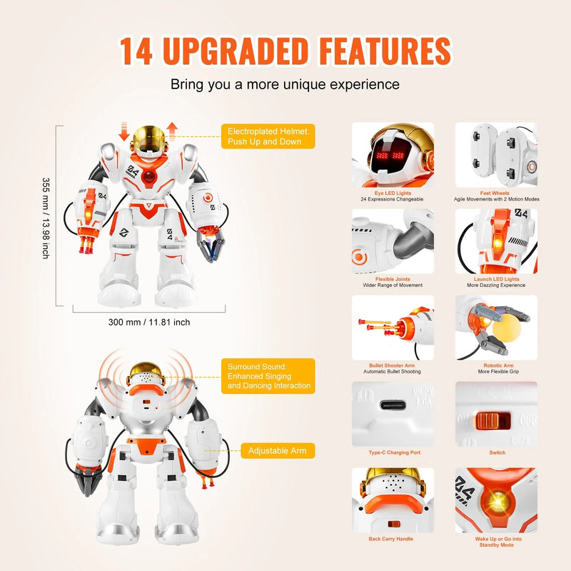 VEVOR RC Robot Toy Battle Robot for Kids Remote Control Robotic Toy Programmable - Lacatang Shop