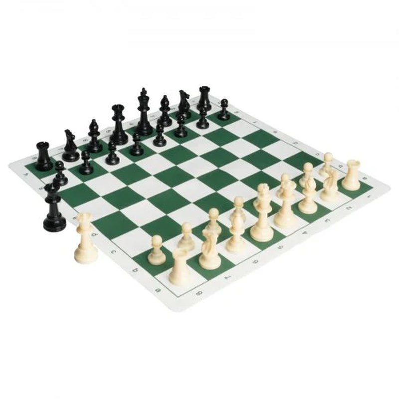 VEVOR Tournament Chess Set, 20 Inch Roll - Up Beginner Chess Board, Foldable Silicone Chess Game with Plastic Weighted Chess Pieces & Storage Bag, Portable Travel Chess Board Gift for Adult Kid Family - Lacatang Shop