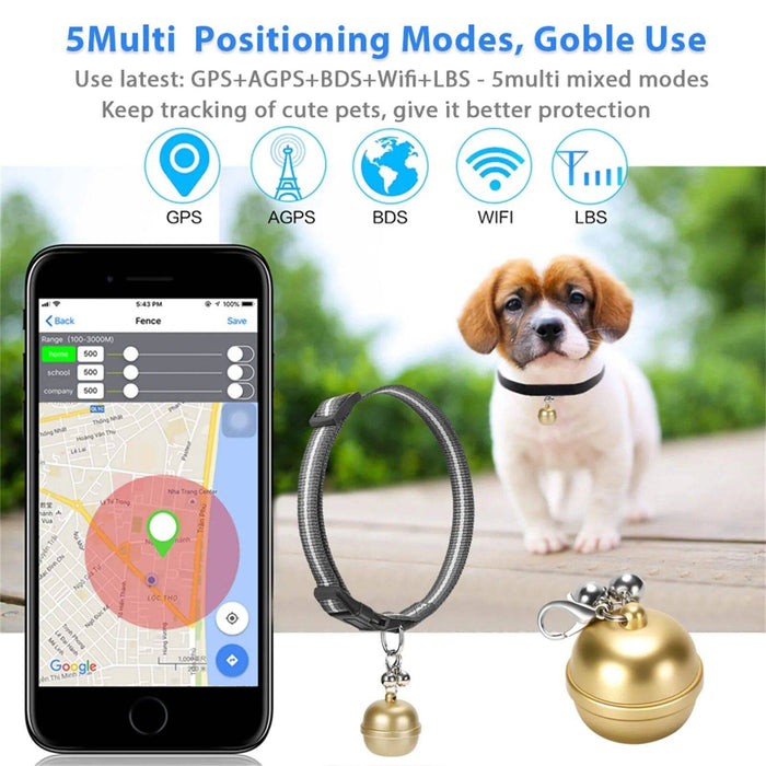 Pet Dog GPS Tracker Locator Bell Waterproof IP67 Electronic Anti-lost Yellow Angel